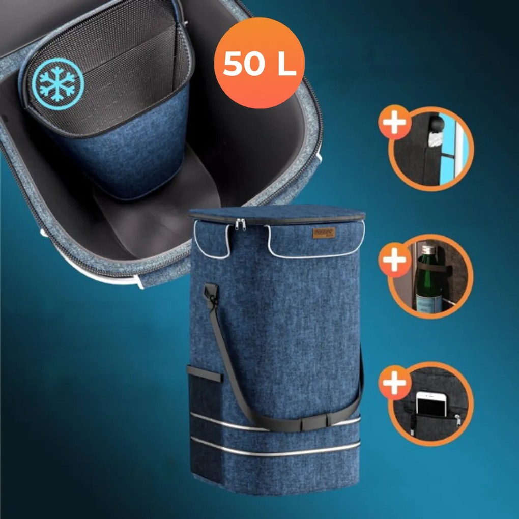 COMFORT bevásárlótáska lépcsőjáró kerekekkel, 50l, kék Monzana