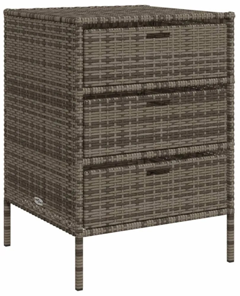 szürke polyrattan kerti tárolószekrény 55 x 59 x 80 cm
