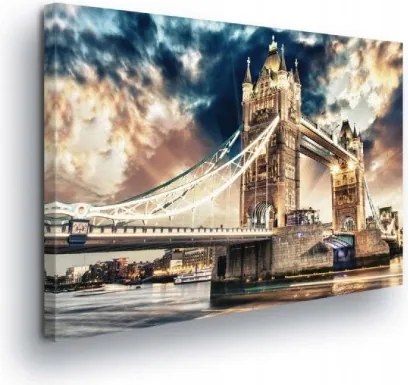 Vászonkép 60x40 London Tower híd naplemente alkonyat Temze felhők
