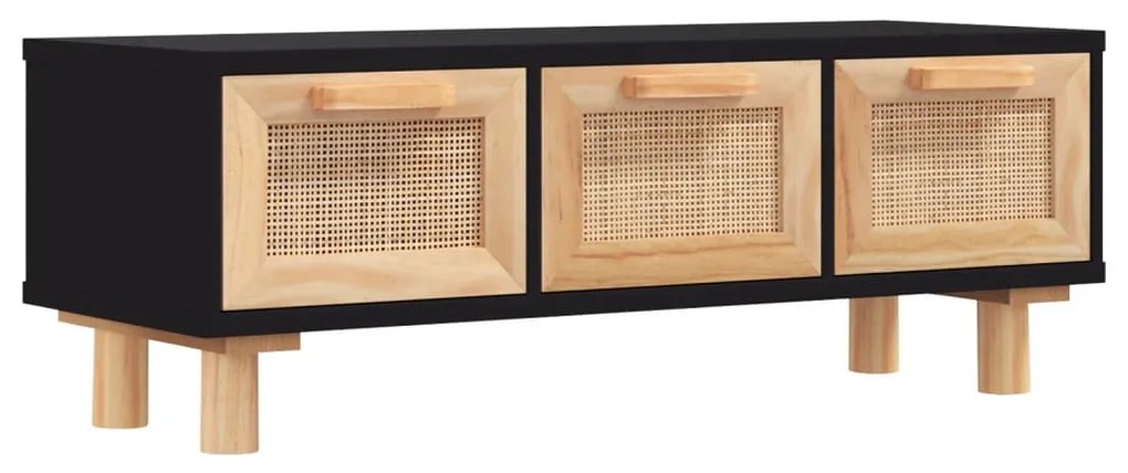 Fekete szerelt fa és tömör fenyőfa dohányzóasztal 80x40x30 cm