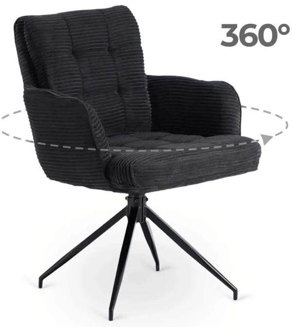 Forgó Étkező/Tárgyaló Fotel Fekete Színben.