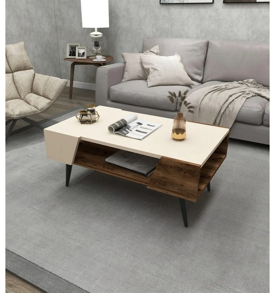 Aren Beige and Light Walnut dohányzóasztal