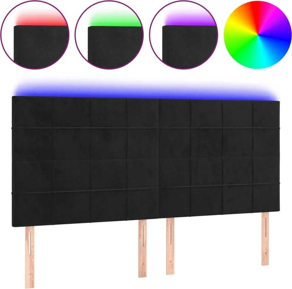 vidaXL fekete bársony LED-es fejtámla 160x5x118/128 cm