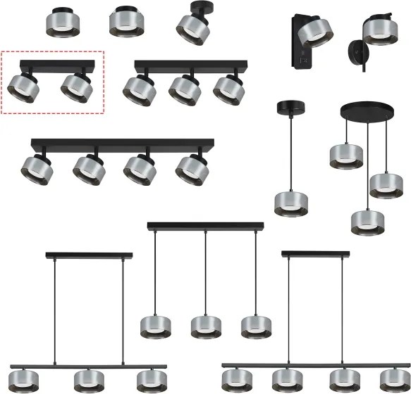 Brilagi - Mennyezeti spotlámpa AURA LUX 2xGX53/30W/230V fekete/füstszínű