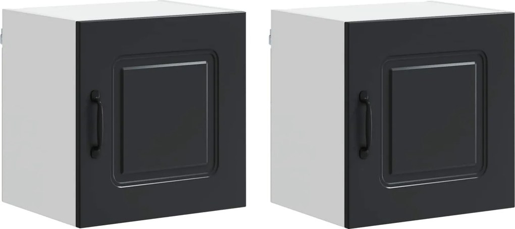 vidaXL Konyhaszekrény Kalmar 2 pcs Fekete 40 x 31 x 40 cm Faanyag