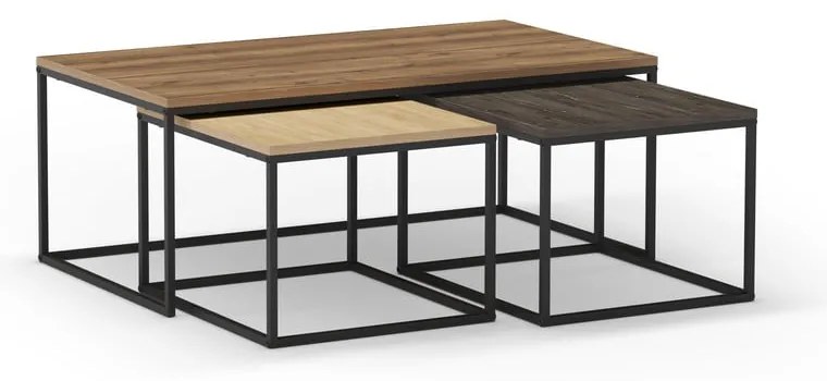 Natúr színű dohányzóasztal szett 3 db-os 60x110 cm Camelia – Marckeric