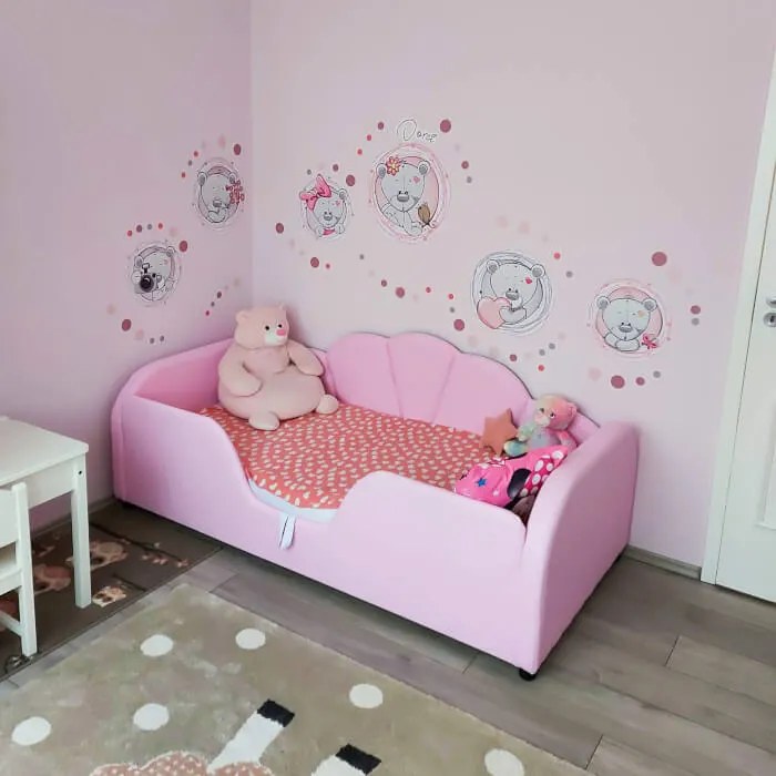 INSPIO Rózsaszín falmatrica maci névvel