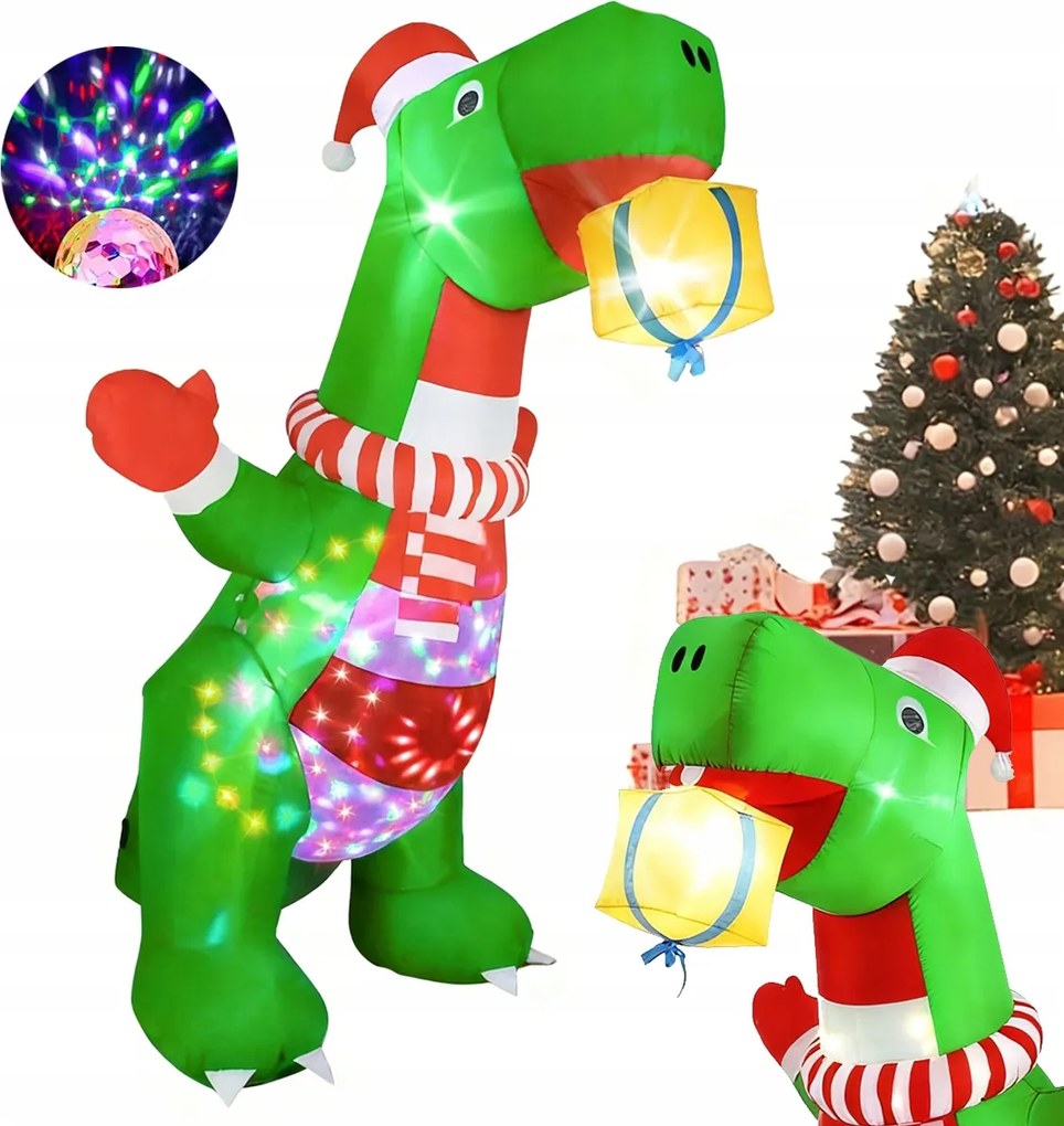 Óriás felfújható dinoszaurusz,LED, karácsonyi party, kert, dekoráció