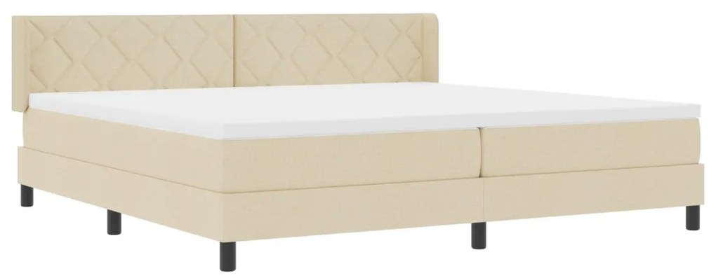 Boxspring Ágy Matrac Kígyóban Krém 200x200 cm Szövet
