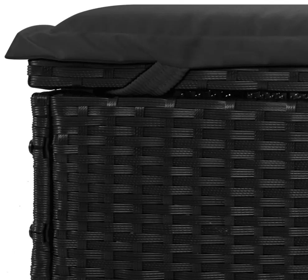 1 db fekete polyrattan napozóágy asztallal