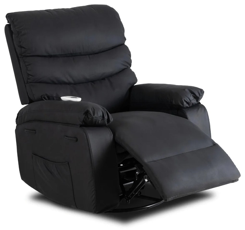 Elektromosan Vezérelhető Masszázsfunkciós Relaxfotel Fotel Fekete Színben. BRUCE