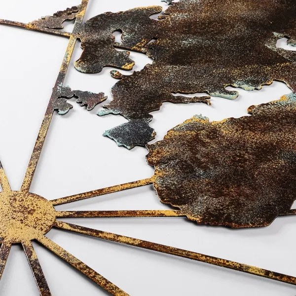 Fali dekoráció 120x60 cm világtérkép fém