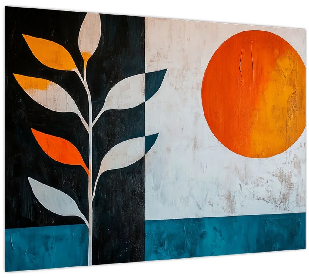 Üveg kép - Növény és nap absztrakciója (70x50 cm)