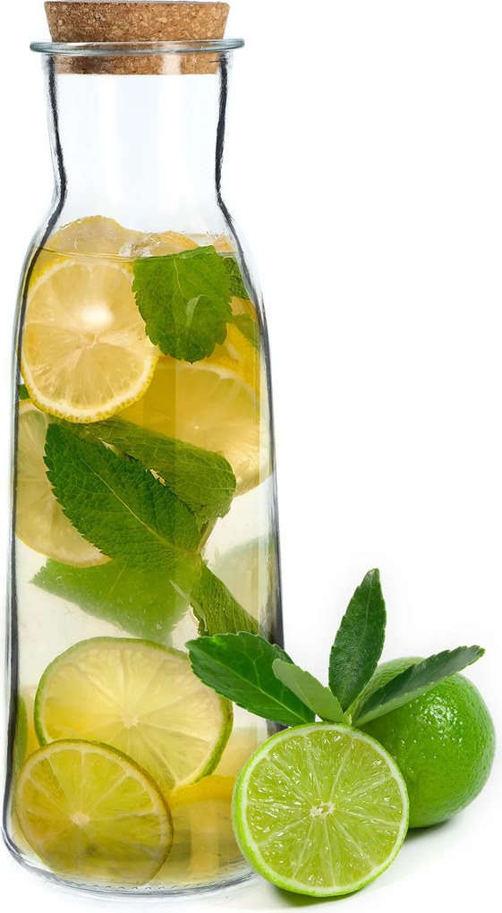 Karafka Üveg Víz Kancsó 1000ml 1 Liter Víz Bor Ital Dugó