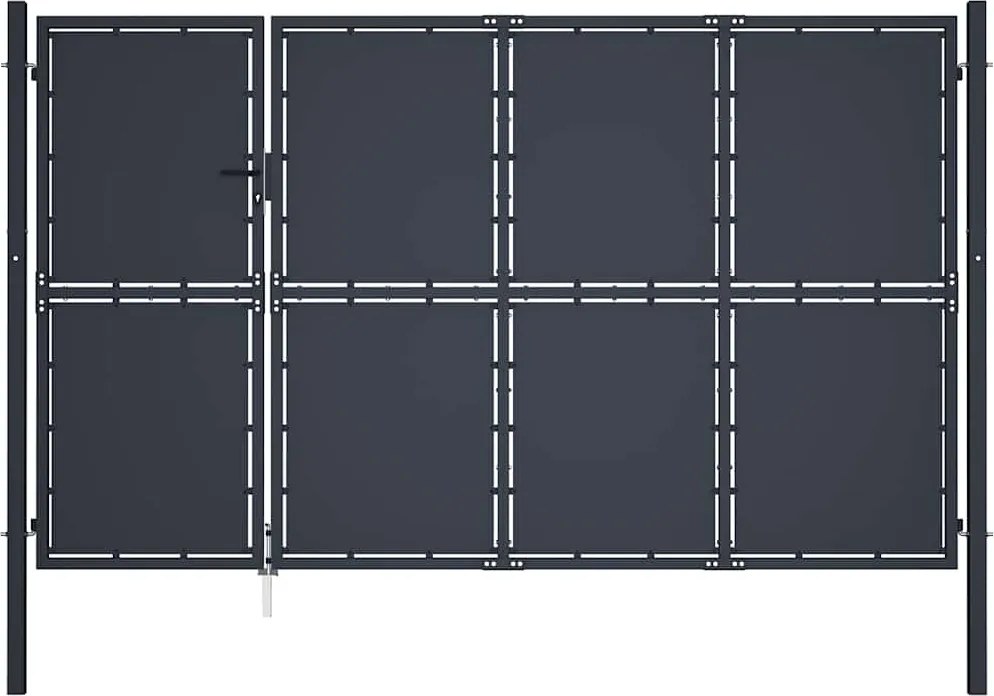 vidaXL antracit színű acél kerti kapu 350 x 175 cm