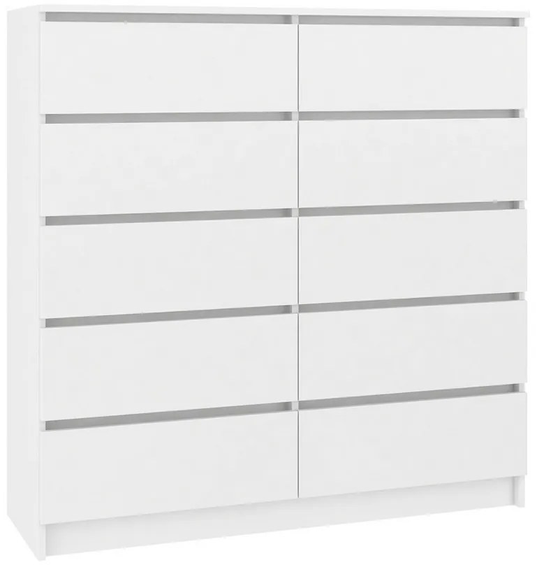 ARMARIA K160 10SZ komód, 160x121x40, fehér/magasfényű fekete