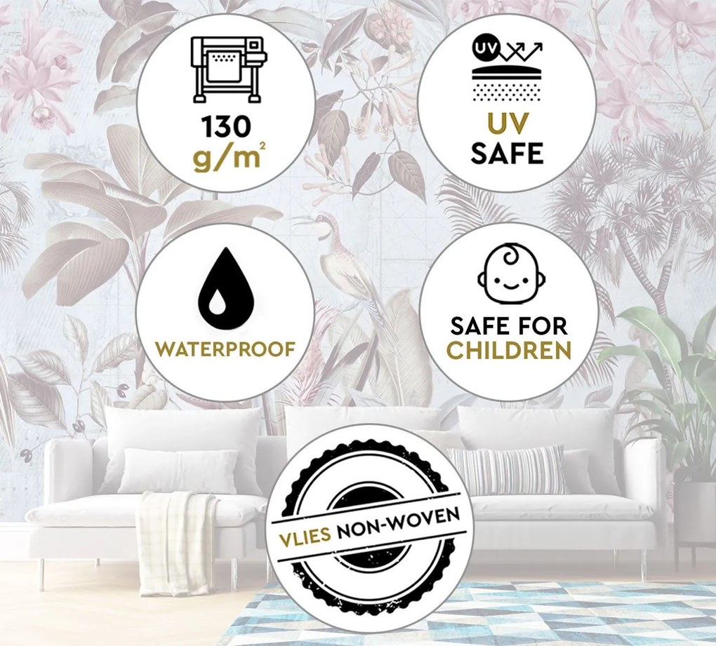 Gario Fotótapéta Madarak a levelek között lila - Andrea Haase Anyag: Vlies, Méret: 350 x 245 cm