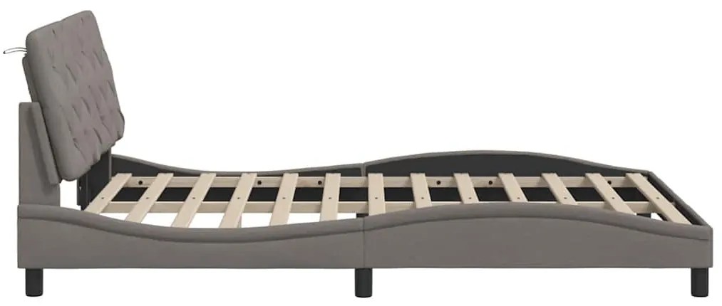 tópszínű szövet ágykeret LED-es matrac nélkül 140 x 200 cm