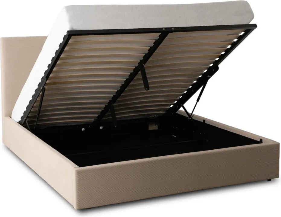 Ágy 180x200 cm méretben, ágyneműtartóval, bézs színben, kordbársony kárpittal MARSYLIA