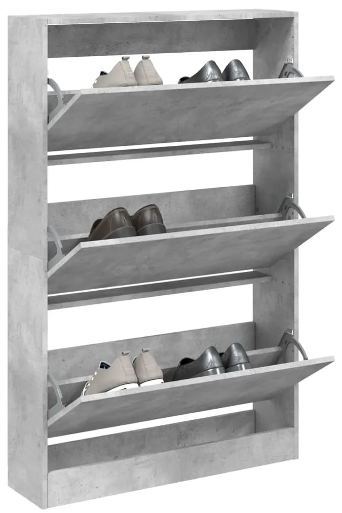 betonszürke szerelt fa cipősszekrény 80 x 21 x 125,5 cm