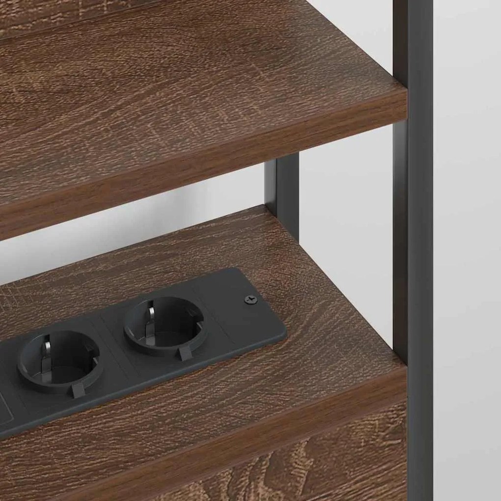 Fejtámla LED -es lámpákkal polcokkal barna tölgy 140 cm Faanyag