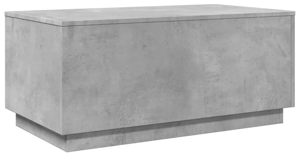 Betonszürke dohányzóasztal LED-lámpákkal 90x50x40 cm