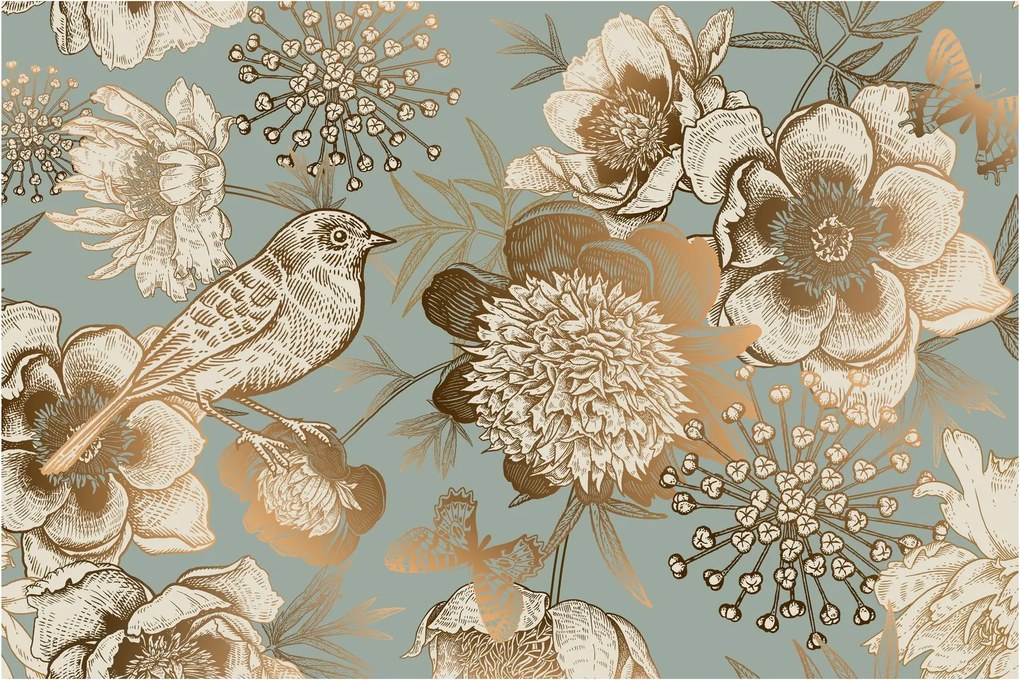 Arany virágok képe (90x60 cm)