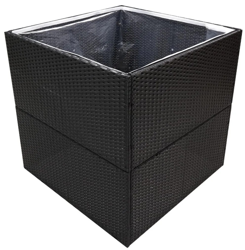Fekete polyrattan kerti ültetőláda 80x80x80 cm