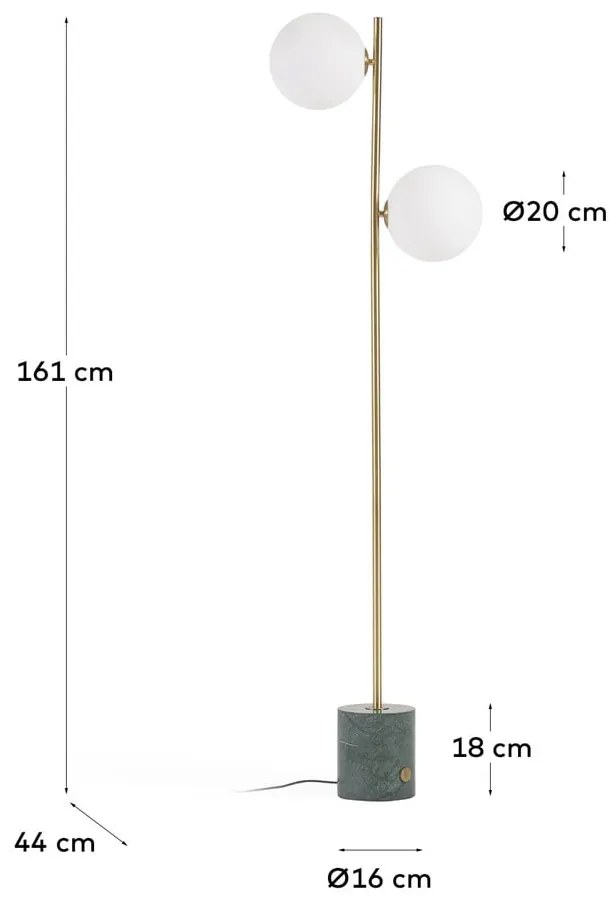 Zöld-aranyszínű állólámpa üveg búrával (magasság 161 cm) Lonela – Kave Home