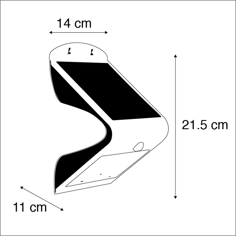 Kültéri fali lámpa fehér 21,5 cm fényerő-szabályozóval és mozgásérzékelővel napelemes - Daya