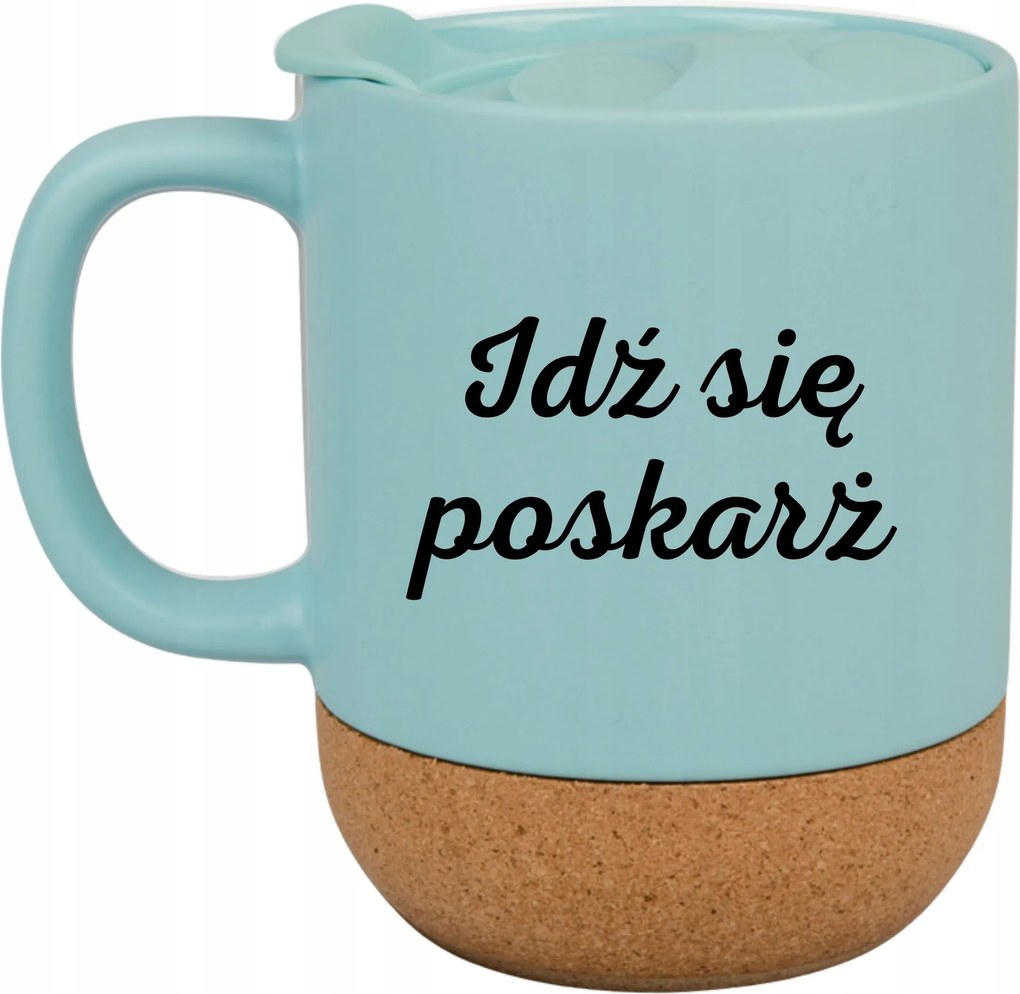 Kék Bögre Fedéllel És Parafa Aljjal Ajándék