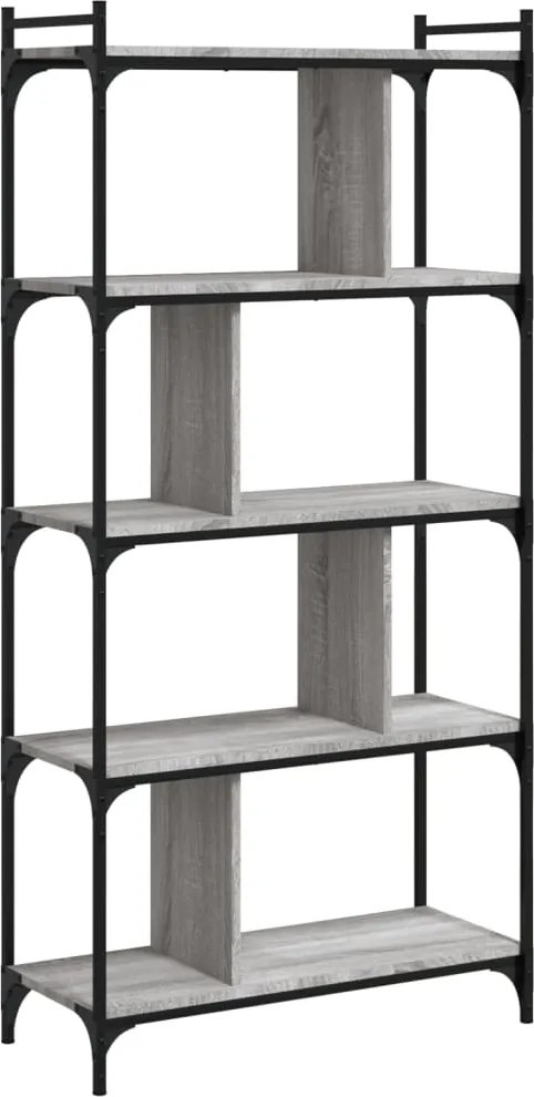 vidaXL 5 szintes szürke sonoma színű fa könyvespolc 76 x 32 x 158 cm
