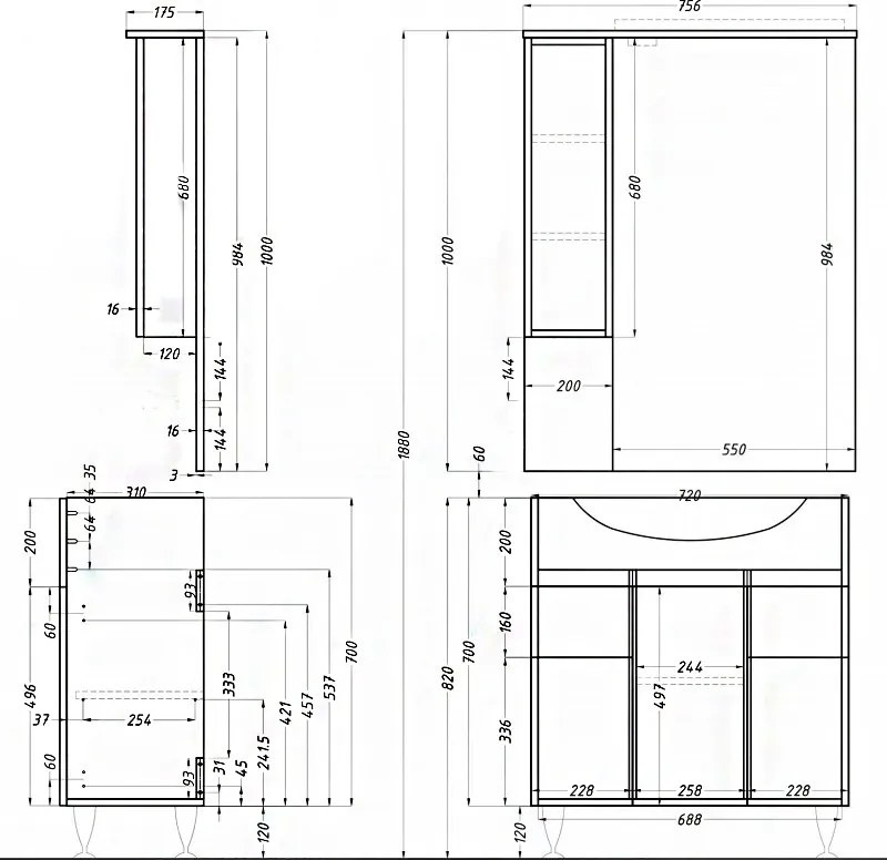 Bianca Plus 75 alsó szekrény mosdóval, sonoma tölgy színben