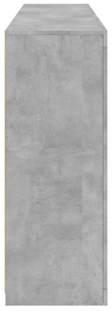 betonszürke tálalószekrény LED-világítással 162 x 37 x 100 cm