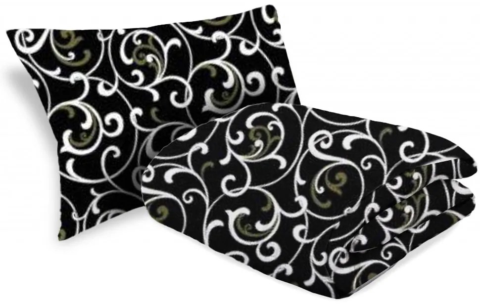 Egész évben használható steppelt paplan 140x200 cm párnával ORIENT fekete 70x90 cm