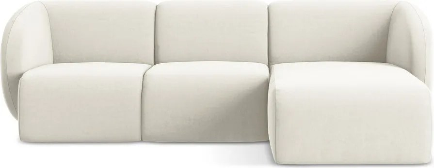 Bézs bársony sarokkanapé (jobb oldali-heverő résszel) Lani – Makamii