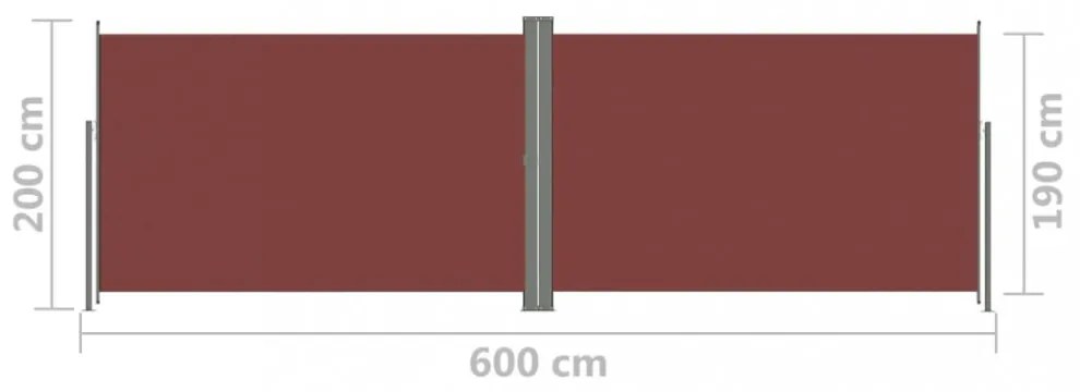 barna behúzható oldalsó napellenző 200 x 600 cm