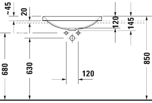 Duravit 358600079 - D-NEO beépíthető mosdó 60x44 cm kerámia/fényes fehér