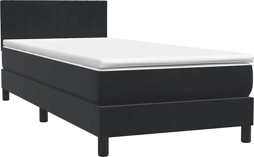 vidaXL fekete bársony rugós ágy matraccal 80x220 cm