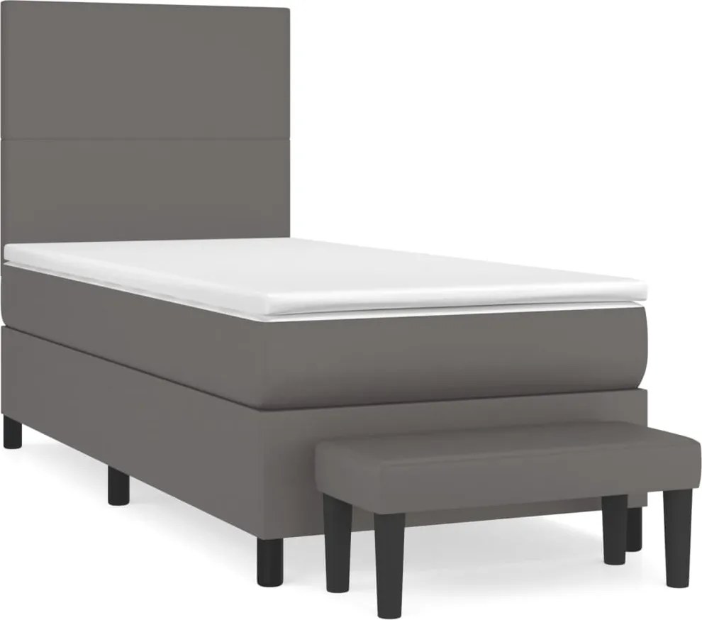 vidaXL szürke műbőr rugós ágy matraccal 100 x 200 cm