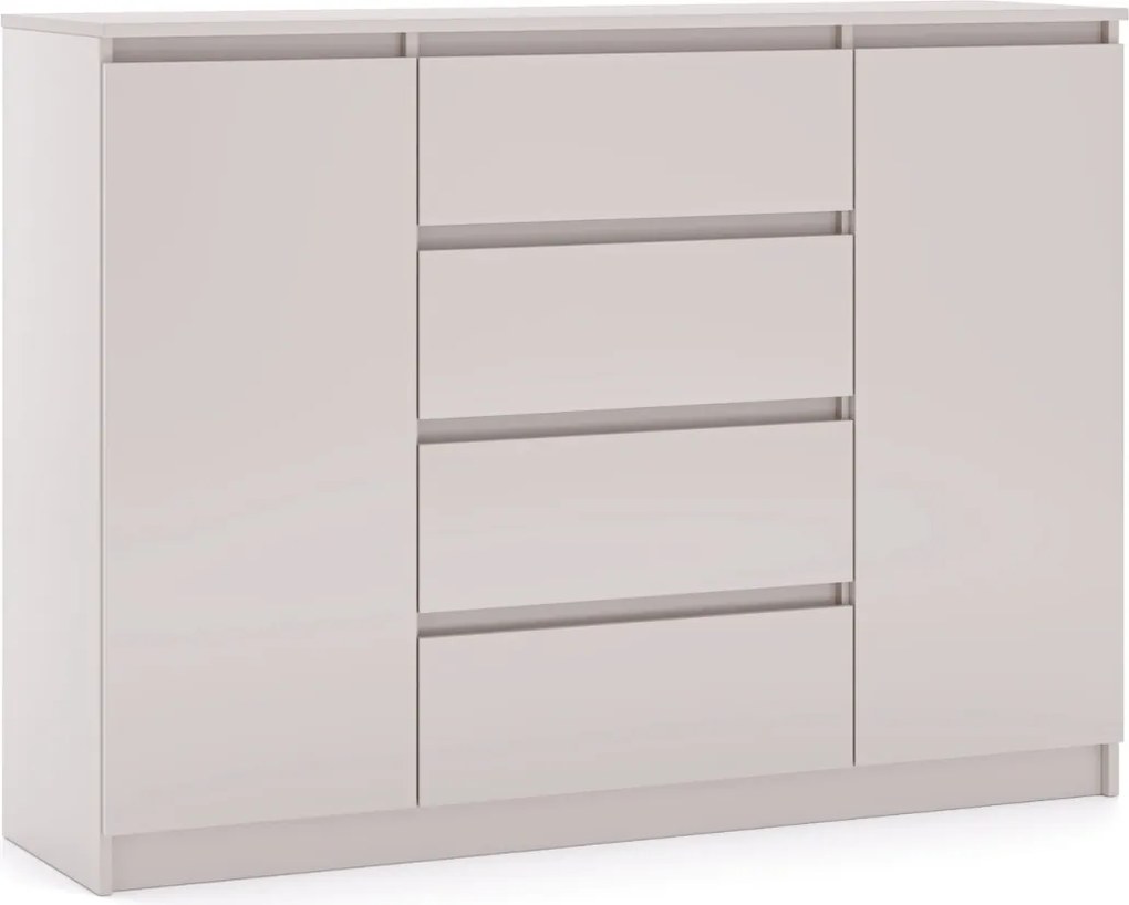 SIMPLE komód 140 cm, 2 ajtóval és 4 fiókkal, kasmír színben