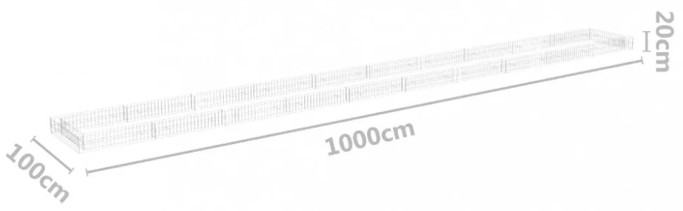horganyzott acél gabion magaságyás 1000 x 100 x 20 cm
