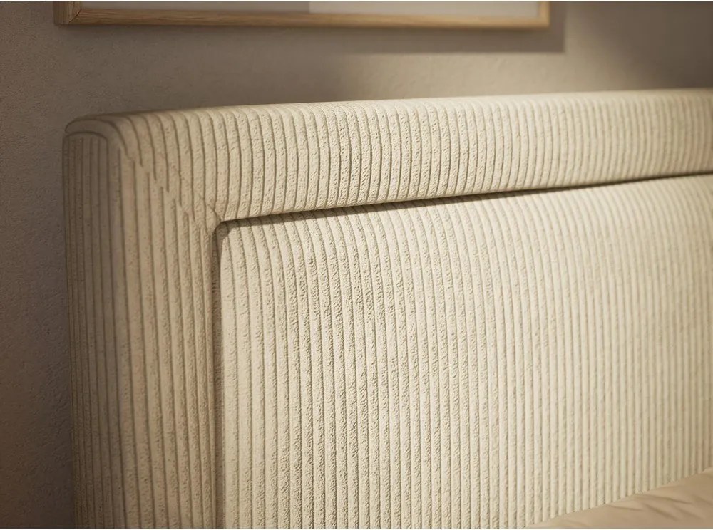 Krémszínű ágyneműtartós boxspring ágy 200x200 cm Fresco – Maison de Rêve