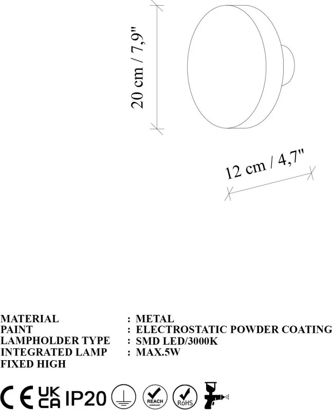 Aura 15520-L antik fém LED falilámpa