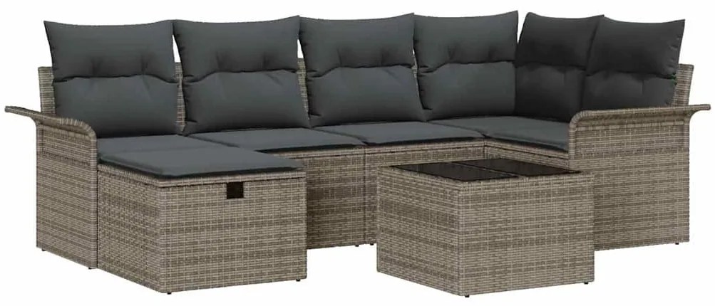 Kerti Kanapé Szett párnával 7 pcs Szürke 242.5 x 132.5 x 85 cm