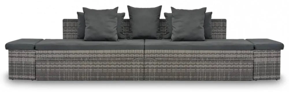 4-részes szürke polyrattan kerti bútorszett párnákkal