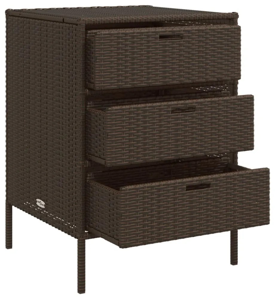 barna polyrattan kerti tárolószekrény 55 x 59 x 80 cm