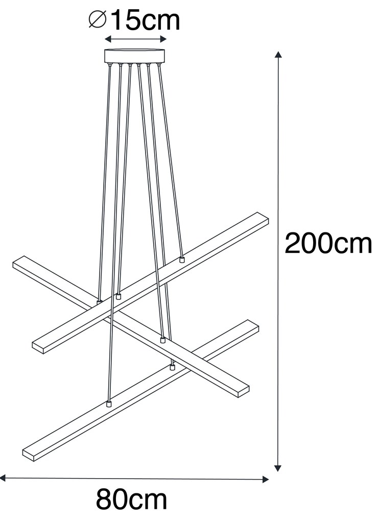 Függőlámpa fekete, LED-del, 3 fokozatban szabályozható, 6 lámpás - Jolanta