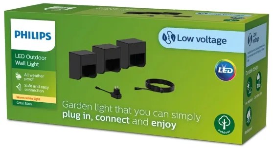 Philips - KÉSZLET 3x LED Kültéri fali lámpa GRITS LED/1,5W/24/230V IP44