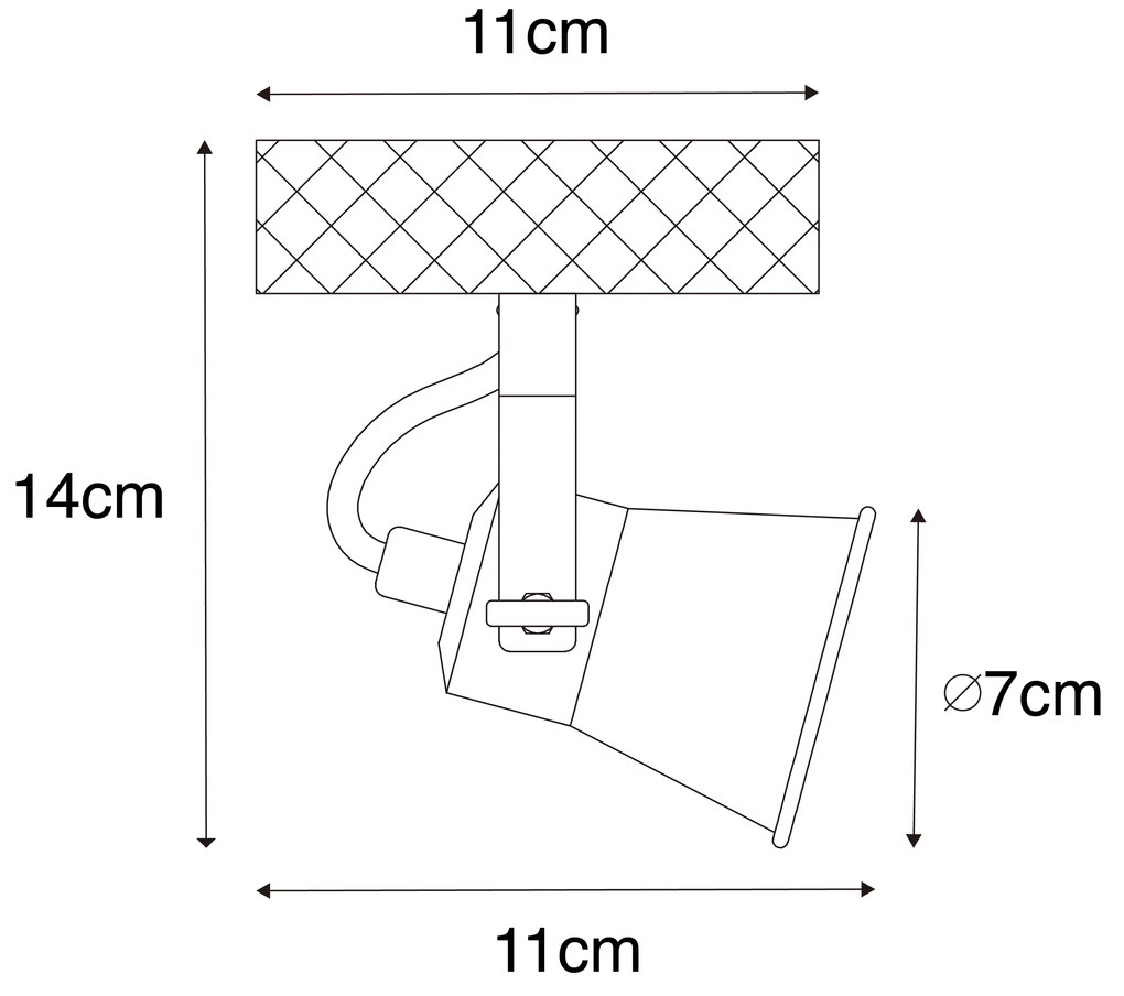 Rusztikus reflektor fekete fával, állítható - Jelle